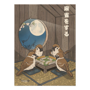 Impression Photo Oiseaux Mahjong jouant au jeu 