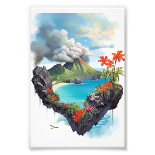 Impression Photo Ondes volcaniques : fumée, vibrante, toile florale