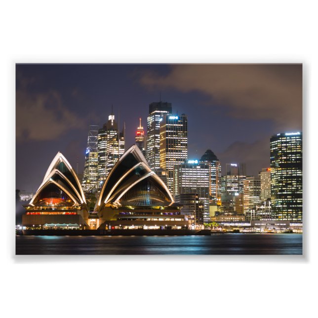 Impression Photo Opéra de Sydney & paysage urbain la nuit, Australi (Devant)