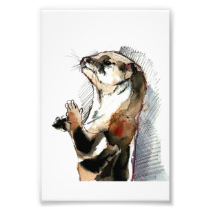 Impression Photo Otter Dessin D'Art   Cadeaux de loutre mignonne