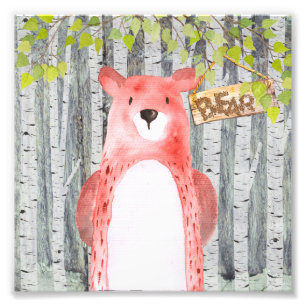 Impression Photo Ours - Amis de la forêt - Illustration d'aquarelle