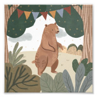 Ours dans la forêt Aquarelle imprimé