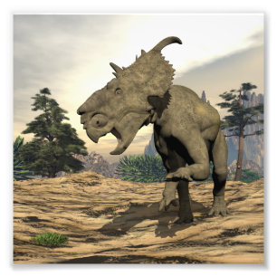 Impression Photo Pachyrhinosaurus dinosaure rugissement - rendu 3D