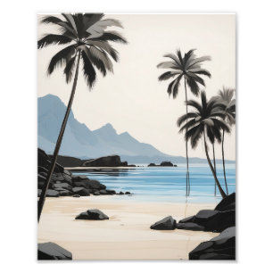Impression Photo Palmiers se baladent sur une plage tranquille