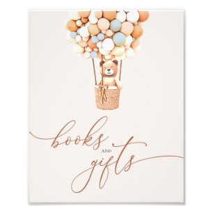 Impression Photo Panneau Baby shower Bear Balloons Livres et Cadeau