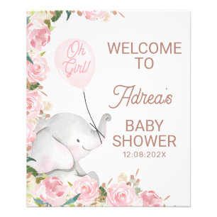 Impression Photo Panneau Baby shower de ballon rose floral Boho