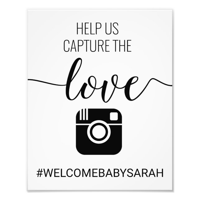 Impression Photo Panneau Baby shower personnalisé Hashtag (Devant)