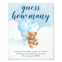 Panneau de Baby Shower pour deviner combien d'ours