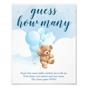 Impression Photo Panneau de Baby Shower pour deviner combien d'ours