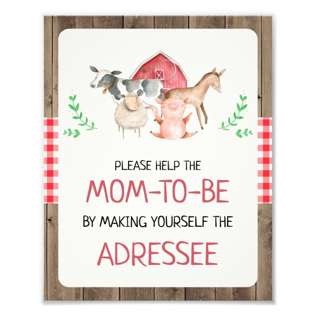 Impression Photo Panneau de Baby shower Russe Farm Adressee (Devant)