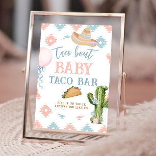 Impression Photo Panneau de Bar à Tacos Bleu et Rose Taco Bout Baby