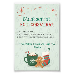 Impression Photo Panneau de bar de cacao chaud pour soirée pyjama d