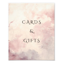 Panneau de cartes et cadeaux à lavis aquarelle ros