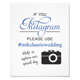 Impression Photo Panneau de l'affiche Mariage Instagram - Navy Blue