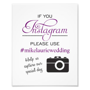 Impression Photo Panneau de l'affiche Mariage Instagram - Plum viol