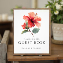 Panneau de livre d'or de mariage à fleur d'hibiscu