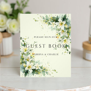Impression Photo Panneau de livre d'or de mariage Sage Green Lily V