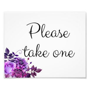 Impression Photo Panneau de mariage floral violet. Veuillez prendre
