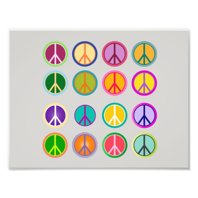 Impression Photo Panneau de Paix Hippie Popart, 70, 1970 (Devant)