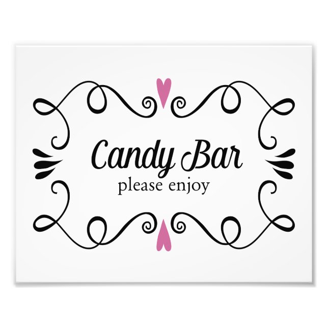 Impression Photo Panneau Mariage de la barre de bonbons à deux coeu (Devant)