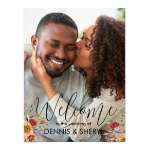 Impression Photo Panneau Mariage moderne Automne floral personnalis