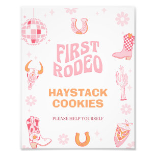 Impression Photo Panneau Retro Rose Premier Rodéo 1er Anniversaire