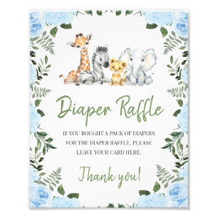 Impression Photo Panneau rose Blue Safari Baby shower Déchets