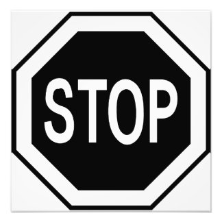 Impression Photo Panneau Stop Symbole - Noir sur Blanc