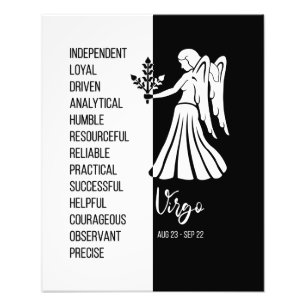 Impression Photo Panneau Virgo Zodiac, noir et blanc