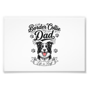 Impression Photo Papa Border Collie T-shirt de chien gravure vintag