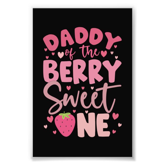 Impression Photo Papa Du Berry Sweet One Strawberry Anniversaire (Devant)