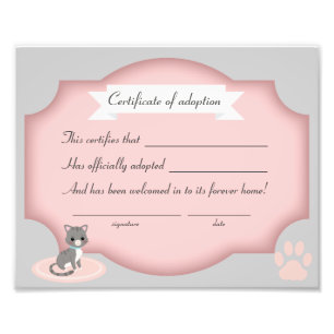 Impression Photo papier de certification de partie d'adoption de
