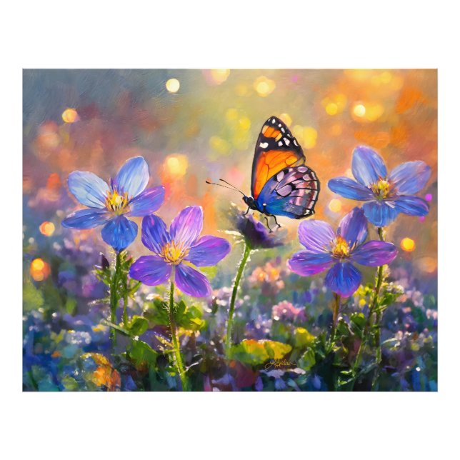 Impression Photo Papillon minuscule sur les Fleurs sauvages au leve (Devant)