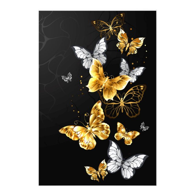 Impression Photo Papillons blancs et dorés (Devant)