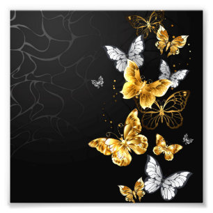 Impression Photo Papillons blancs et dorés
