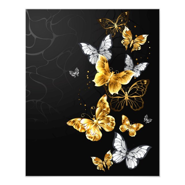 Impression Photo Papillons blancs et dorés (Devant)