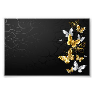 Impression Photo Papillons blancs et dorés