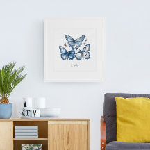 Papillons en bleu de Delft, personnalisable