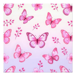 Impression Photo Papillons roses et motif de fleurs