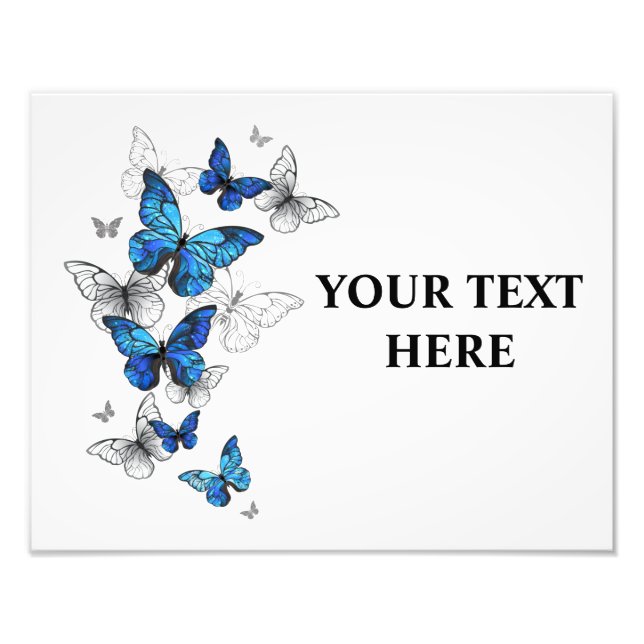 Impression Photo Papillons volants bleus Morpho (Devant)