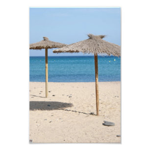 Impression Photo Parapluies de plage en chaume