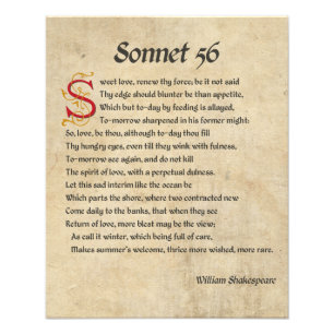 Impression Photo Parchemin du sonnet 56 de Shakespeare
