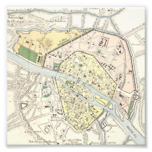 Impression Photo Paris, France : Carte historique et vintage