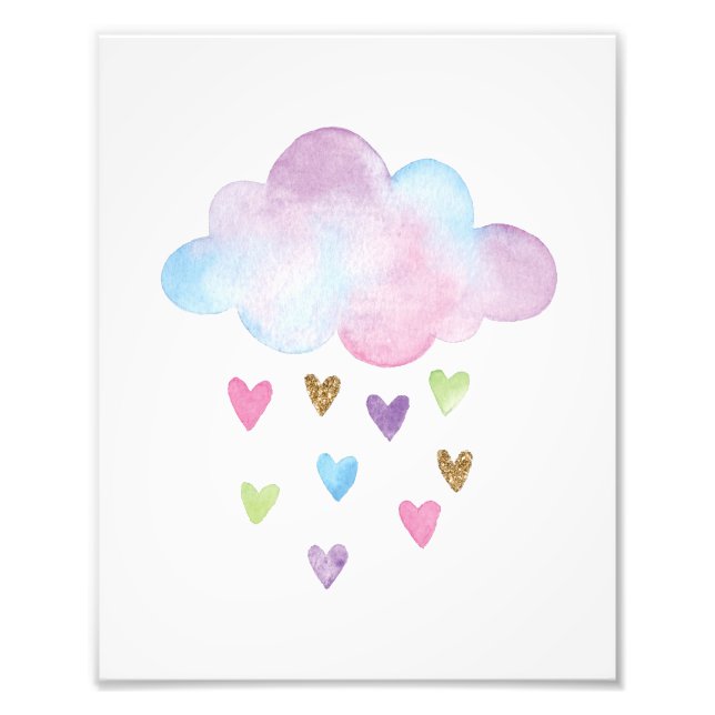 Impression Photo Pastel Rainbow Hearts Cloud Pink Gold Parties scin (Devant)