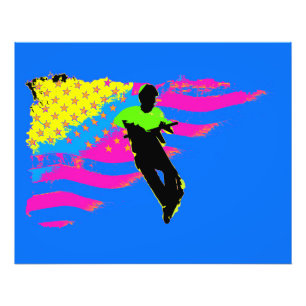 Impression Photo Patriotique Scooter Rider et US Drapeau Artwork