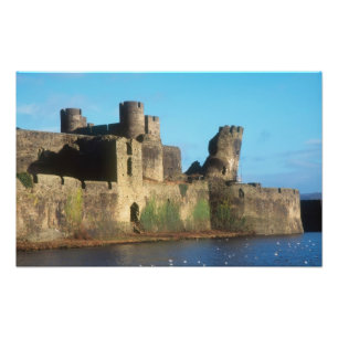 Impression Photo Pays de Galles - Château de Caerphilly, avec vue 