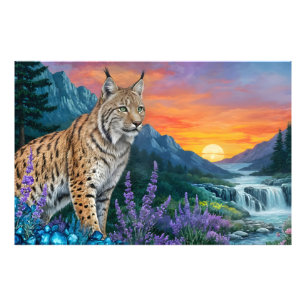 Impression Photo Paysage de la cascade solaire de Bobcat/Lynx cat
