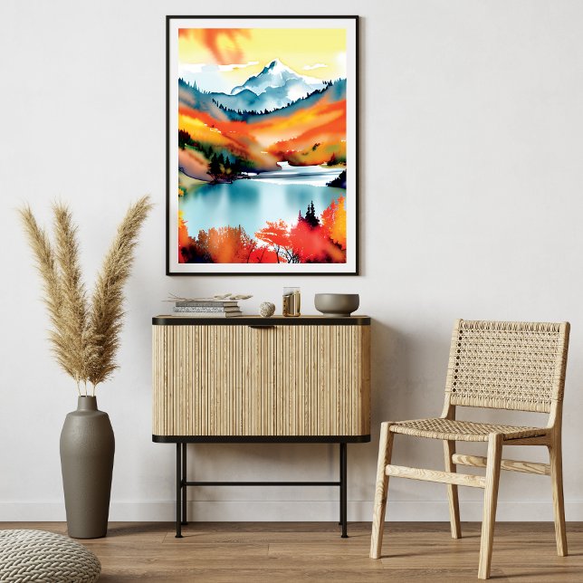 Impression Photo Paysage de montagne Lac Automne inspiré (Mountain Landscape Lake Autumn-Inspired Photo Print)