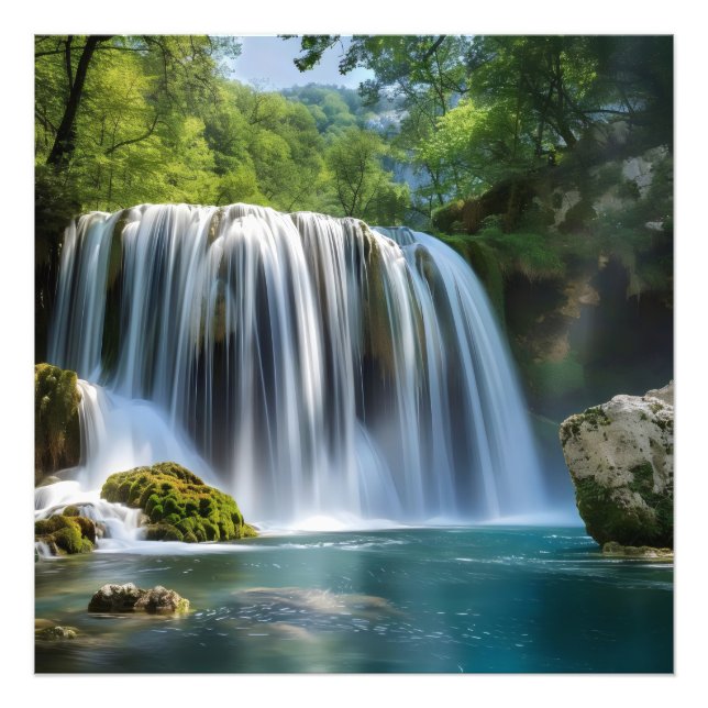 Impression Photo Paysage des chutes d'eau (Devant)