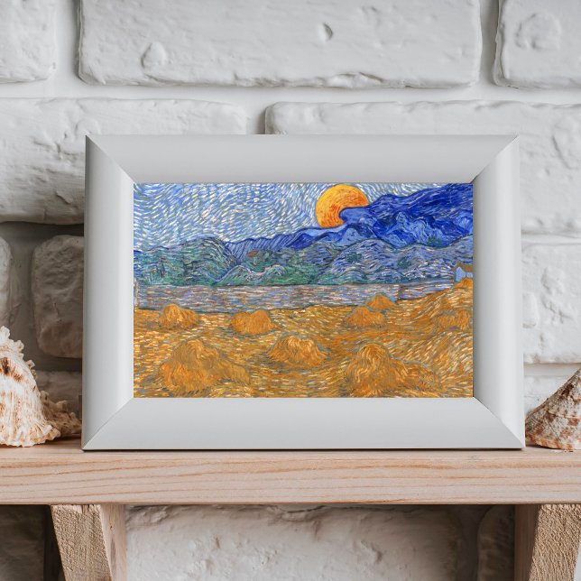 Impression Photo Paysage du soir avec la lune montante par Van Gogh (Créateur téléchargé)